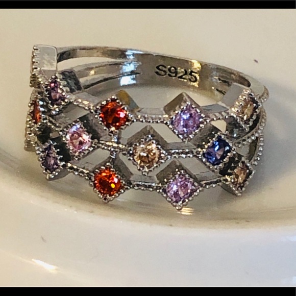 ❣️ Last One❣️ Pink Sapphire, Amethyst, Topaz Ring - Picture 3 of 6